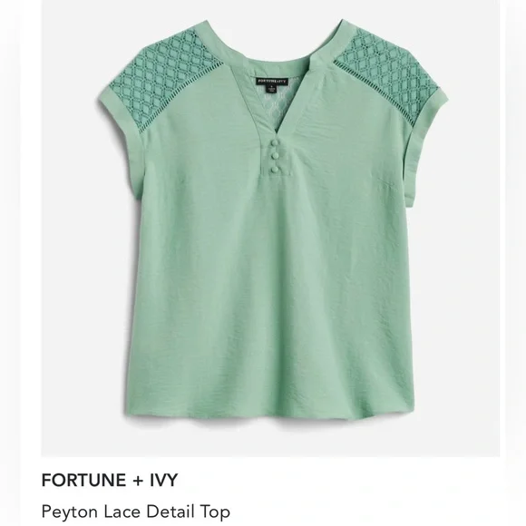 Fortune & Ivy: Peyton Lace Detail Top (light green) - Picture 1 of 4